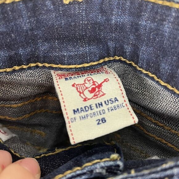 True Religion Joey Dark Wash Skinny Jeans Gold Sequin Pockets Size 26 In…​​​ - Picture 4 of 9